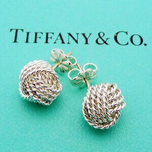Tiffany & Co. Sterling Silver Mesh Knot Stud Earrings